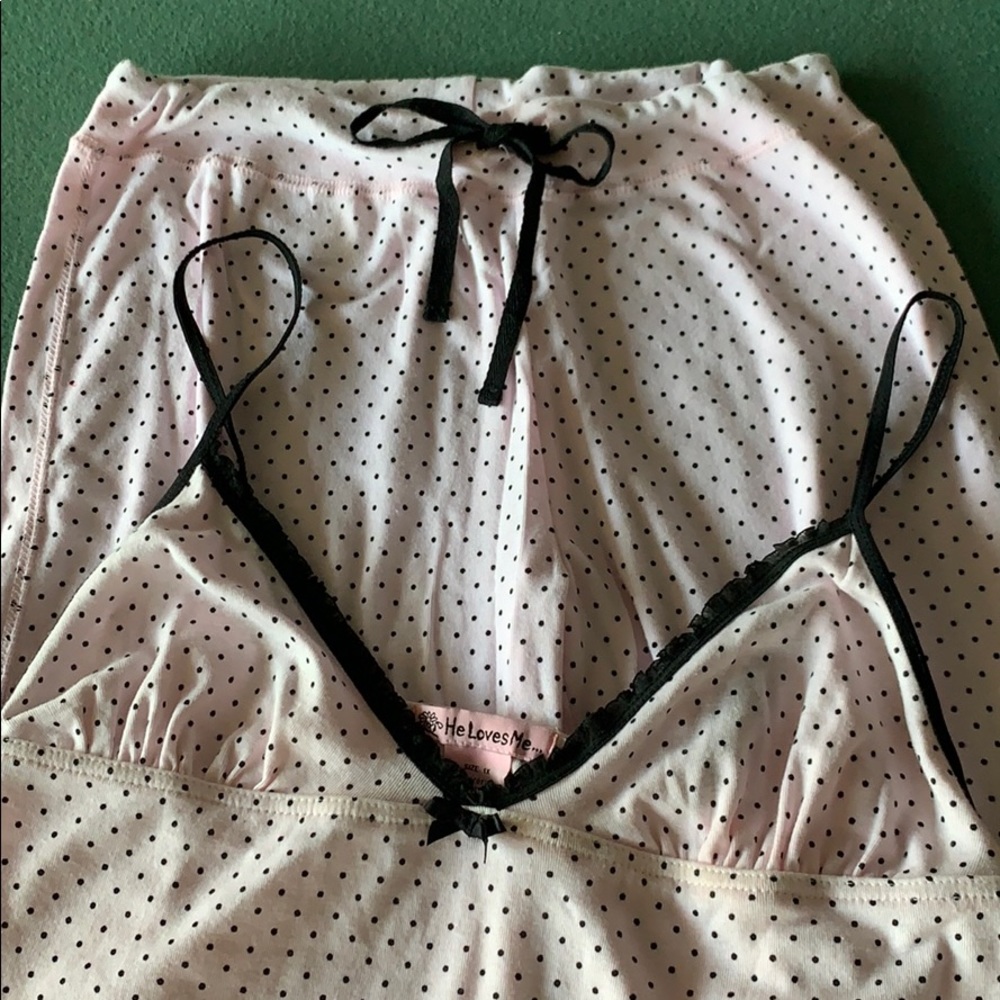Blush pink and black dotted pajamas - Picture 5 of 5